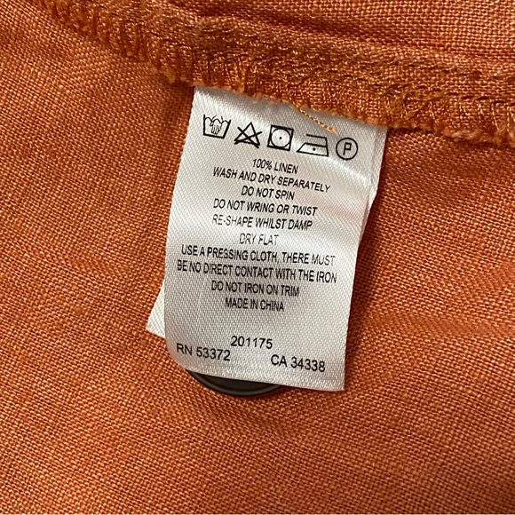 French Connection 100% Linen Button Down Sleeveless Midi V-neck Dress Ruffled 10 - Picture 12 of 12